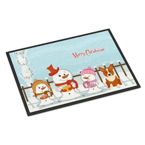 Carolines Treasures Merry Christmas Carolers Corgi Indoor or Outdoor Mat, 18 x 0.25 x 27 in. BB2431MAT - main